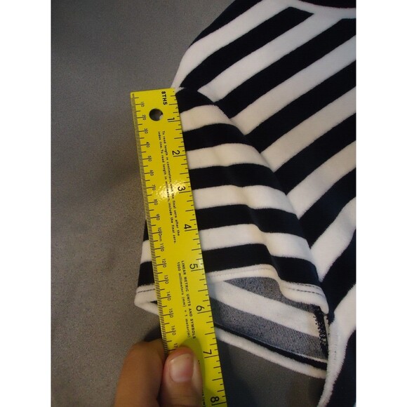 Madewell Striped Velour T-Shirt Dress Size Large Navy/white Short Sleeve - Picture 7 of 9